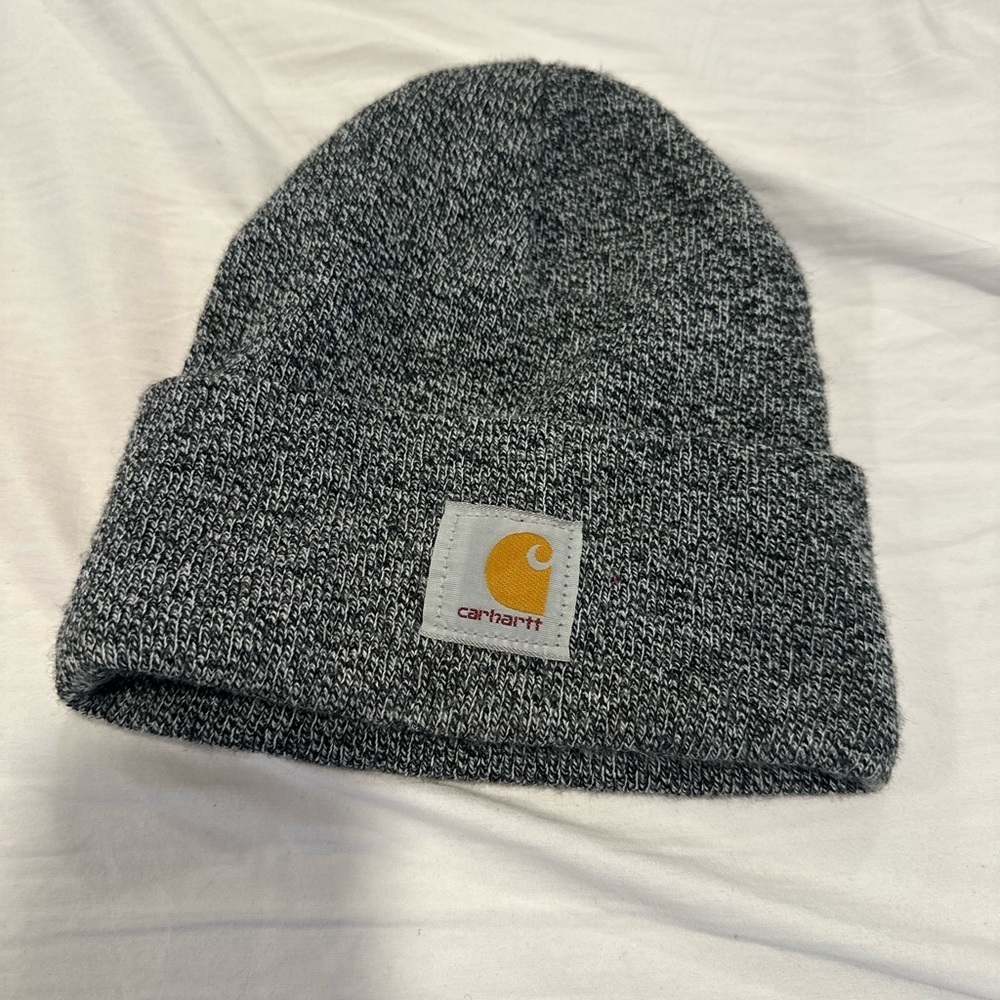 Carhartt A18 Sz: OS Dark Heather Gray beanie Winter Hat Center Logo.